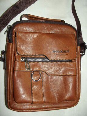 Weixier Men’s Crossbody Shoulder Bag PU Leather Messenger Travel Satchel – Brown